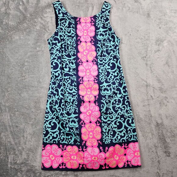 Lilly Pulitzer Dress Womens 6 Navy Delia Shift Fountain Hopping Engineered NEW - Picture 2 of 11